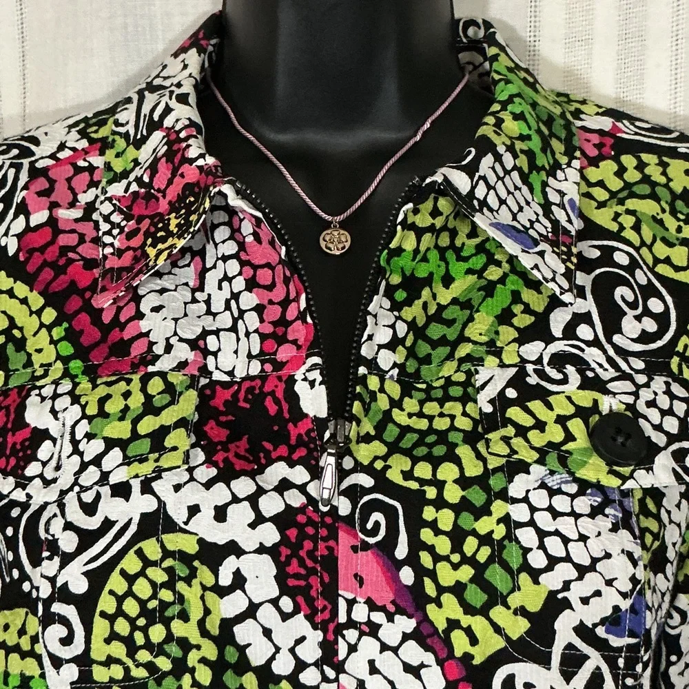 Coldwater Creek Floral Print Button Front Jacket Blazer MP